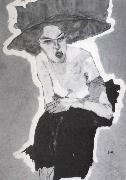 Egon Schiele Mischievous woman oil